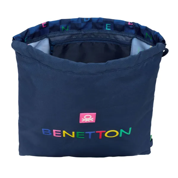 Сумка-рюкзак на веревках Benetton Damero Тёмно Синий 35 x 40 x 1 cm