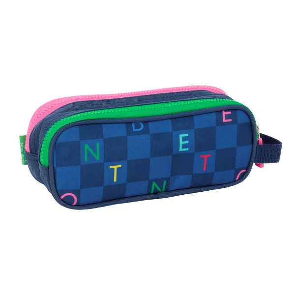 Double Carry-all Benetton Damero Navy Blue 21 x 8 x 6 cm