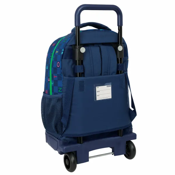 Школьный рюкзак с колесиками Benetton Damero Тёмно Синий 33 x 45 x 22 cm