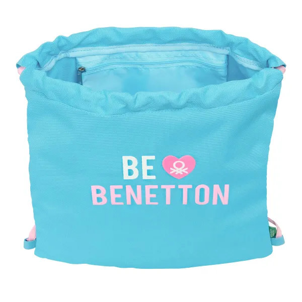 Backpack with Strings Benetton Unique Pink Turquoise 35 x 40 x 1 cm