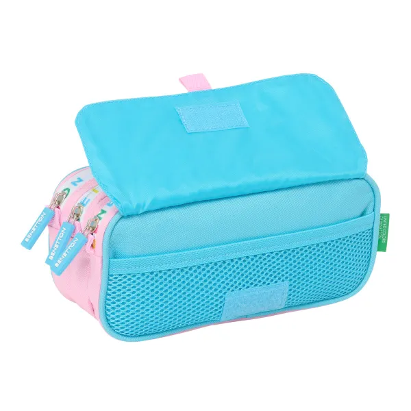 Тройной пенал Benetton Unique Розовый бирюзовый 21,5 x 10 x 8 cm