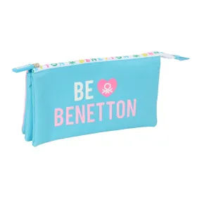 Тройной пенал Benetton Unique Розовый бирюзовый 22 x 12 x 3 cm