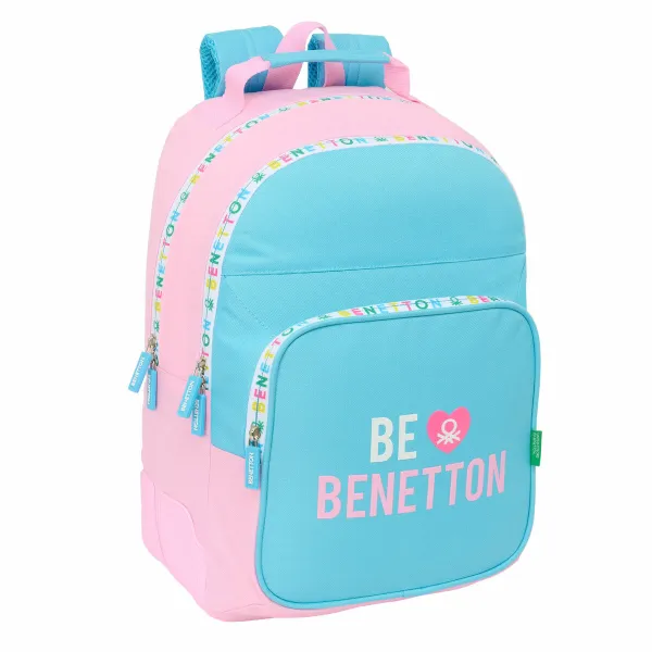 Koululaukku Benetton Unique Pinkki Turkoosi 32 x 42 x 15 cm