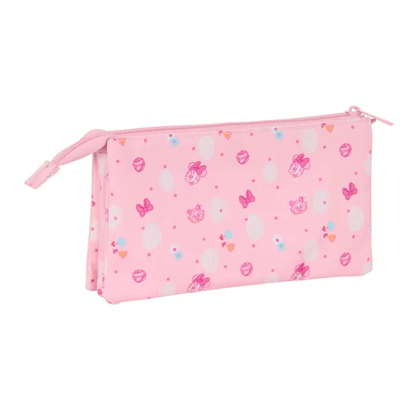 Kolmilokeroinen laukku Minnie Mouse Baby Pinkki 22 x 12 x 3 cm