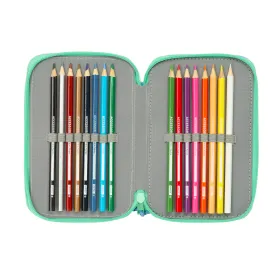 Тройной пенал Bluey Sisters Зеленый Вода 12,5 x 19,5 x 5,5 cm 37 Предметы