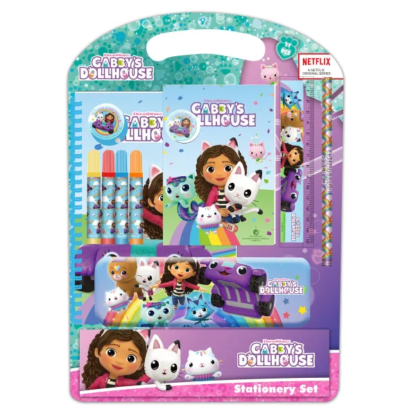 Stationery Set Gabby's Dollhouse Confetti Pink Turquoise