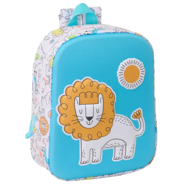 Bērnu soma Safta Zils Balts 22 x 27 x 10 cm 3D