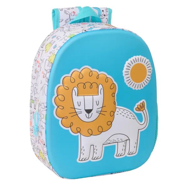 Laste seljakott Safta Sinine Valge 27 x 33 x 10 cm 3D