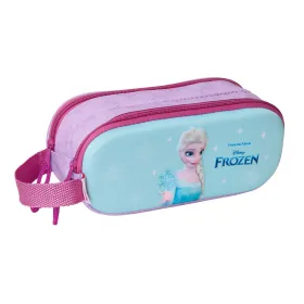 Двойной пенал Frozen Розовый Небесный синий 21 x 8 x 6 cm 3D