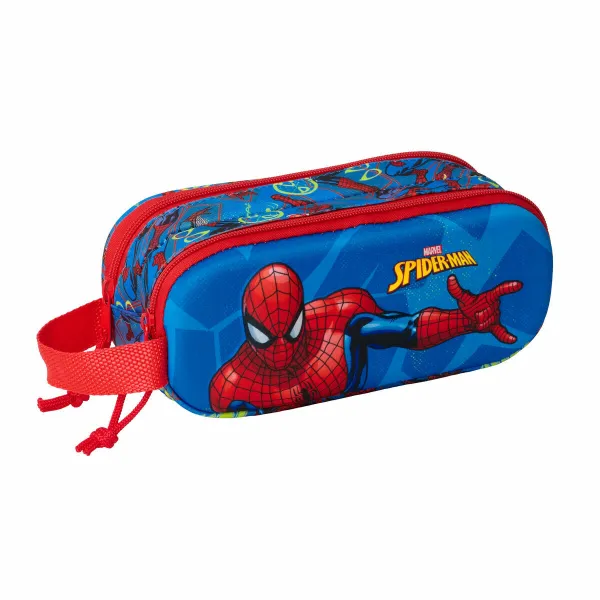 Dvigubas penalas Spider-Man Raudona Tamsiai mėlyna 21 x 8 x 6 cm 3D