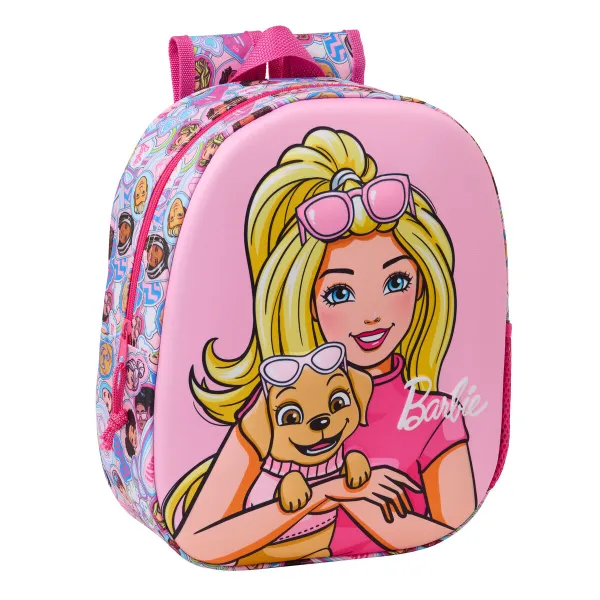 Lasten laukku Barbie Pinkki 27 x 33 x 10 cm 3D