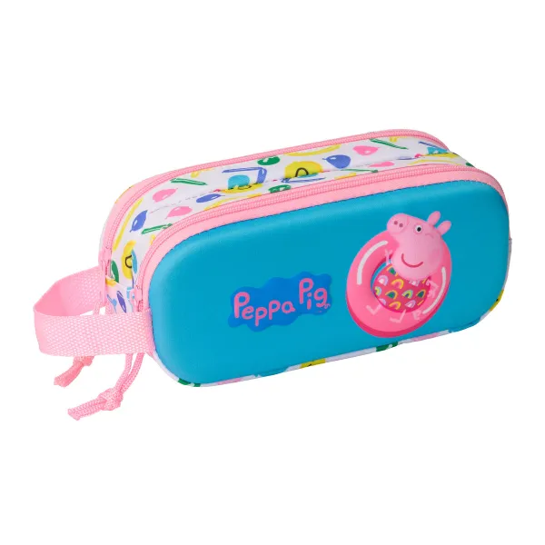 Double Carry-all Peppa Pig Blue White Pink 21 x 8 x 6 cm 3D