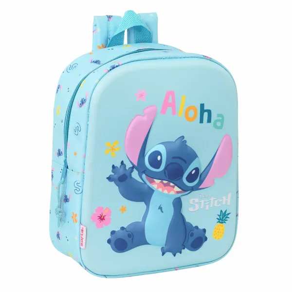 Bērnu soma Lilo & Stitch Gaiši Zils 22 x 27 x 10 cm 3D
