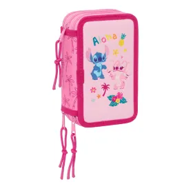 Kolmoiskynäkotelo Lilo & Stitch Chill Pinkki Mintunvihreä 12,5 x 19,5 x 5,5 cm 37 Kappaletta