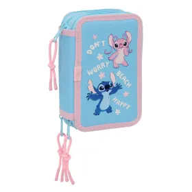 Kolmoiskynäkotelo Lilo & Stitch Happy Taivaansininen 12,5 x 19,5 x 5,5 cm 37 Kappaletta