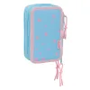 Triple Pencil Case Lilo & Stitch Happy Sky blue 12,5 x 19,5 x 5,5 cm 37 Pieces