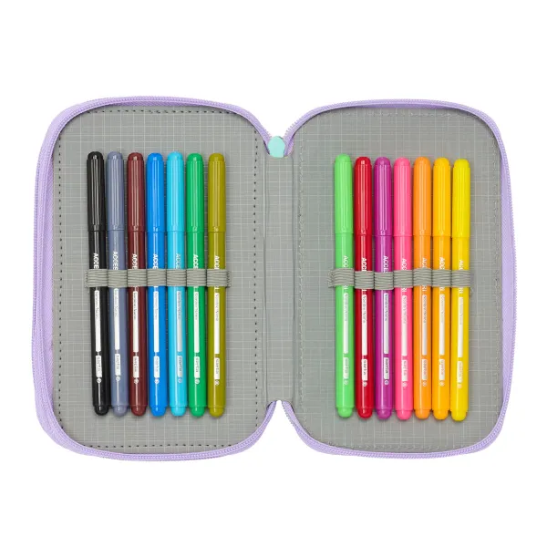 Triple Pencil Case Frozen Spirit Lilac 12,5 x 19,5 x 5,5 cm 37 Pieces