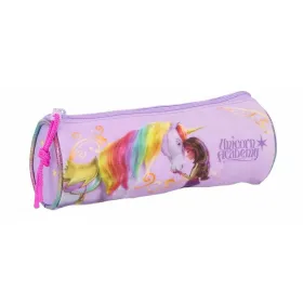Цилиндрический школьный пенал Unicorn Academy Лиловый 20 x 7 x 7 cm