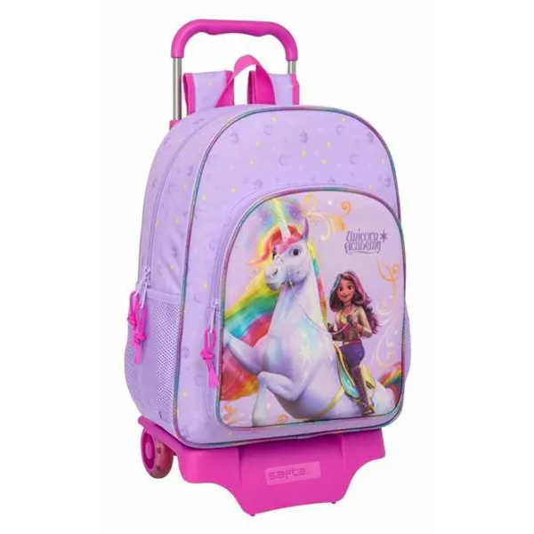 Mokyklinė kuprinė su ratukais Unicorn Academy Alyvinė 33 x 42 x 14 cm