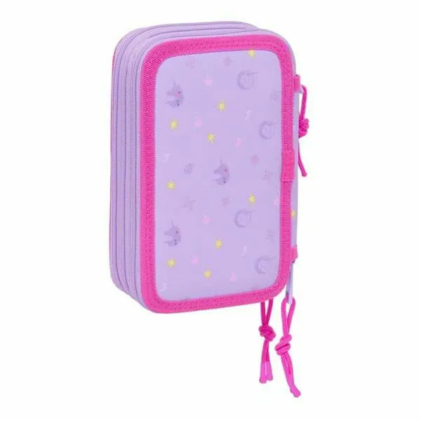 Triple Pencil Case Unicorn Academy Lilac 12,5 x 19,5 x 5,5 cm 37 Pieces