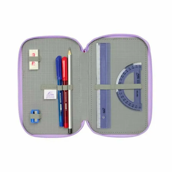 Triple Pencil Case Unicorn Academy Lilac 12,5 x 19,5 x 5,5 cm 37 Pieces
