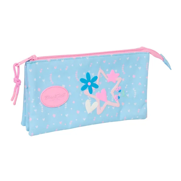 Trīsvietīgs futrālis BlackFit8 Smile Rozā Gaiši Zils 22 x 12 x 3 cm