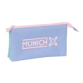 Тройной пенал Munich Mellow Синий Розовый Небесный синий 22 x 12 x 3 cm