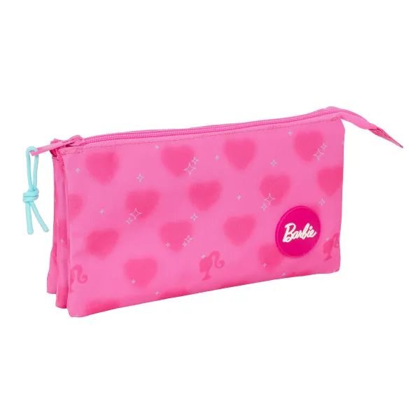 Trīsvietīgs futrālis Barbie Corazones Rozā 22 x 12 x 3 cm