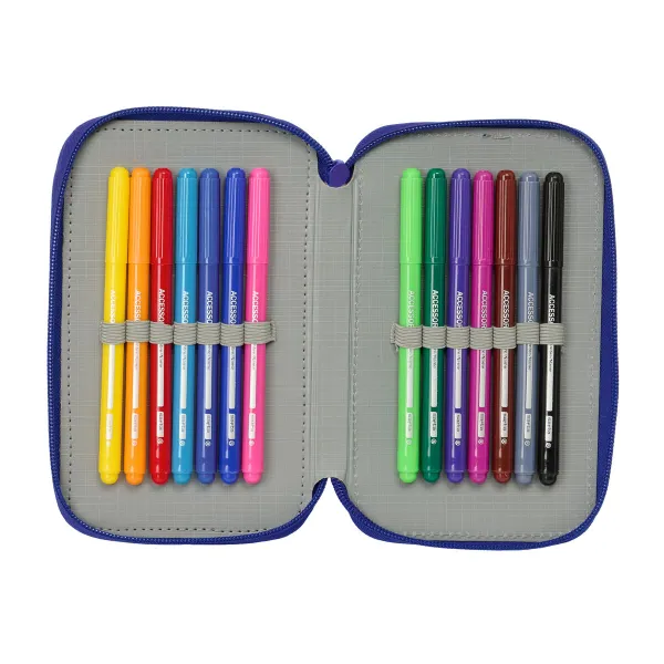 Triple Pencil Case Atlético Madrid Blue White Red 12,5 x 19,5 x 5,5 cm 37 Pieces