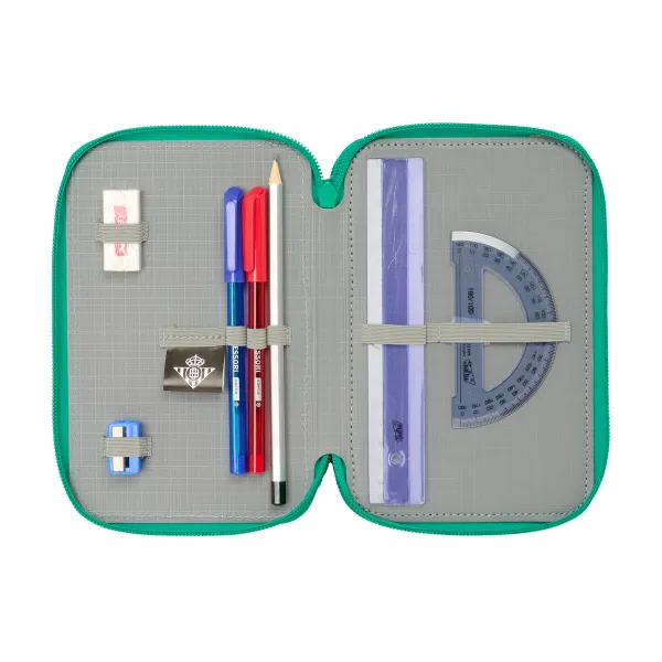 Triple Pencil Case Real Betis Balompié Aquamarine 12,5 x 19,5 x 5,5 cm 37 Pieces