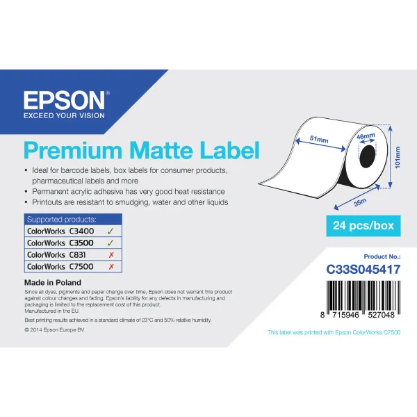 Termālā papīra rullis Epson C33S045417 (1 gb.)
