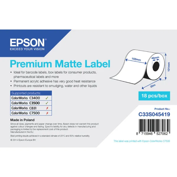 Lämpöpaperirulla Epson C33S045419 (1 osaa)