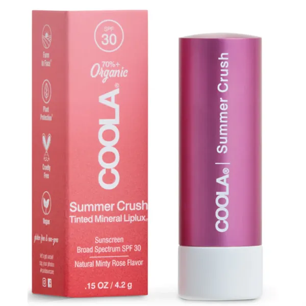 Coola Mineral Liplux Organic Tinted Lip Balm Sunscreen Summer Crush Spf30 4.2ml