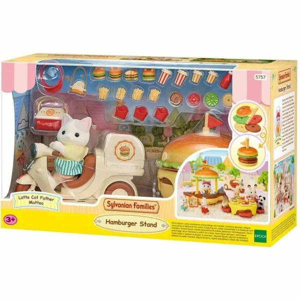 Аксессуары для кукольного домика Sylvanian Families Puesto de hamburguesas - Papa Latte Cat y Scooter 30 Предметы