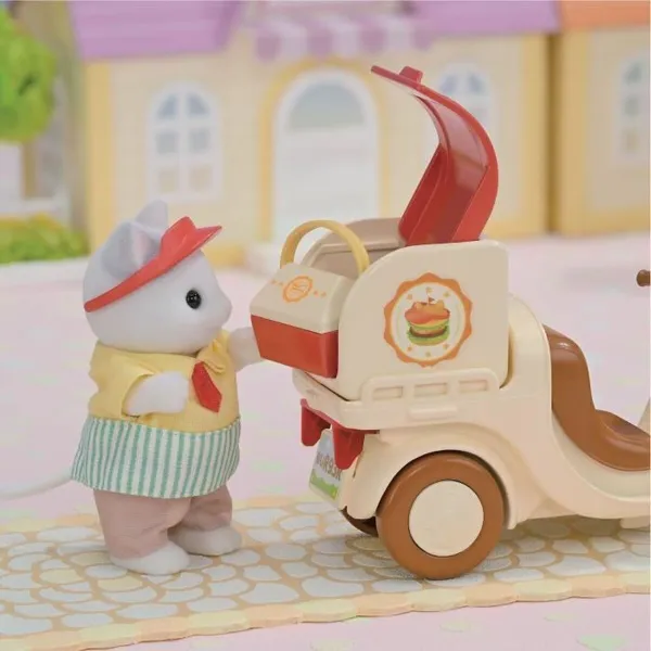 Аксессуары для кукольного домика Sylvanian Families Puesto de hamburguesas - Papa Latte Cat y Scooter 30 Предметы