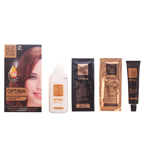 Llongueras Optima Permanent Hair Colour Ammonia Free 7.24 Almond Blond 