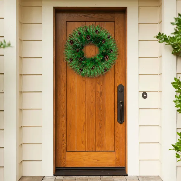 Christmas wreath Springos CA1439, 45 cm artificial door decoration with pinecones, green