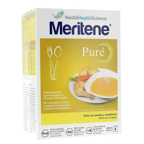 Meritene Puré Pollo Con Patatas Y Zanahorias 6 Sobres