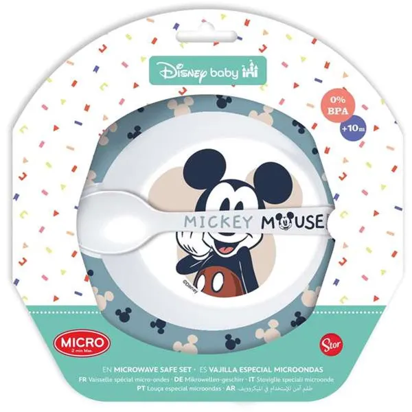 Pusdienas Aprīkojuma Komplekts Stor MICROWAVE MEAL SET BOWL + MICKEY SPOON Zils Plastmasa (2 Daudzums)