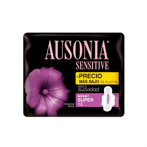 Ausonia Sensitive Super With Wings Sanitary Towels 12 Units