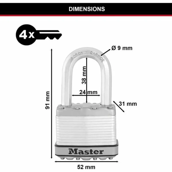 Võtmega tabalukk Master Lock (3 Ühikut)