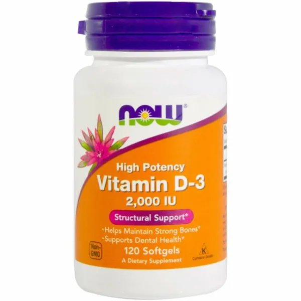 Now Vitamina D-3 2000 Ui Alta Potencia 120 Perlas