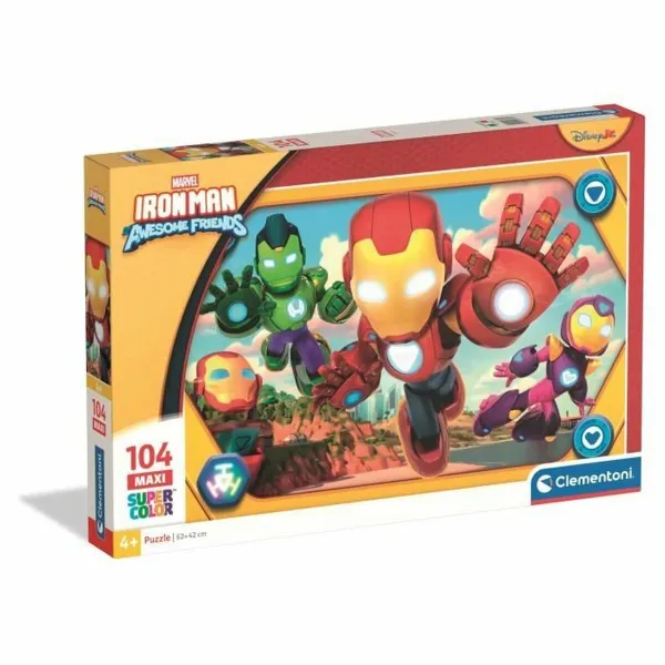 Puzle un domino komplekts Clementoni Maxi - Iron Man and his awesome friends 62 x 42 cm 104 Daudzums