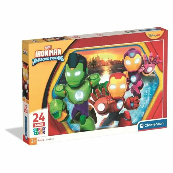 Puzle un domino komplekts Clementoni Maxi - Iron Man and his awesome friends 62 x 42 cm 24 Daudzums