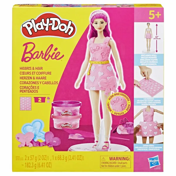 Muovailuvahapeli Play-Doh Barbie Hearts & Hair Monivärinen