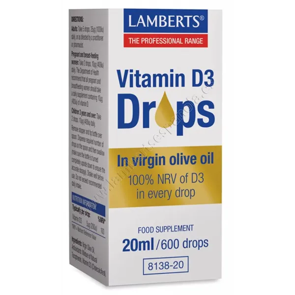 Lamberts Vitamina D3 Gotas 20ml 600 Gotas