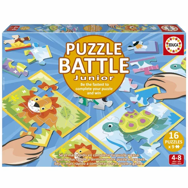 Puzle un domino komplekts Educa Battle Jr Animales 144 Daudzums