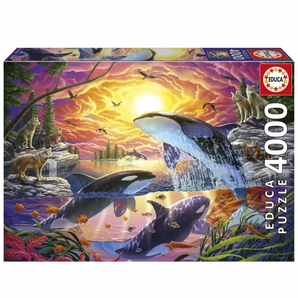 Palapeli Educa Orcas y Lobos 4000 Kappaletta