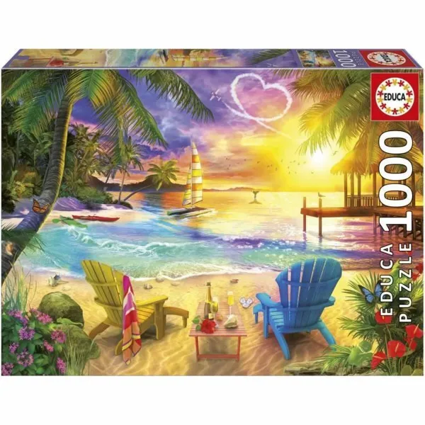 Puzle un domino komplekts Educa Love Beach 1000 Daudzums