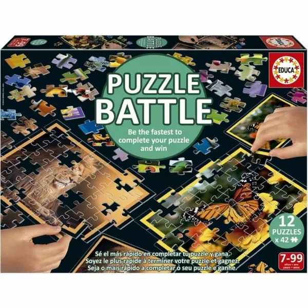 Puzle un domino komplekts Educa Battle Jr Natura 42 Daudzums (12 gb.)